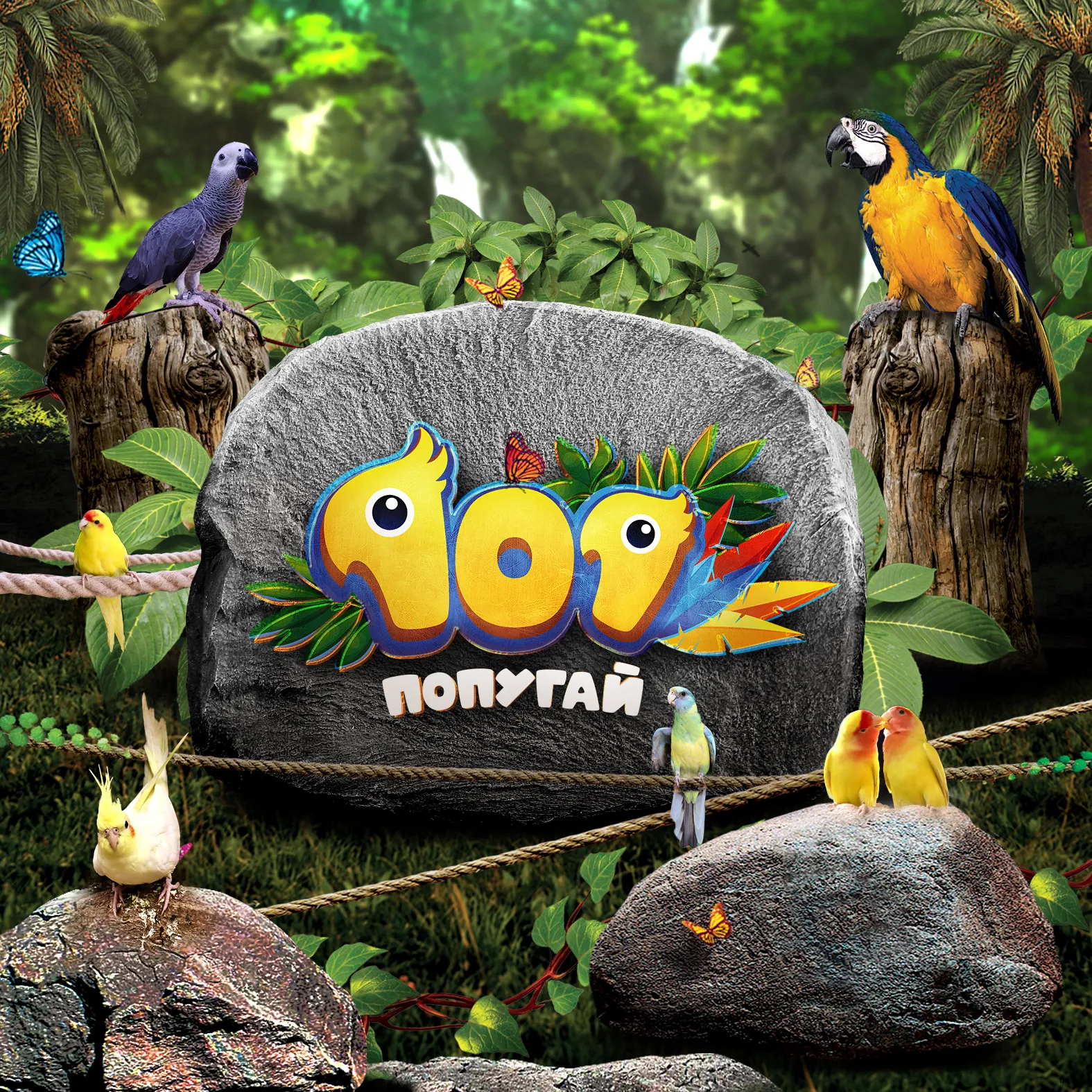 Дизайн афиши: Контактный зоопарк «101 Попугай»