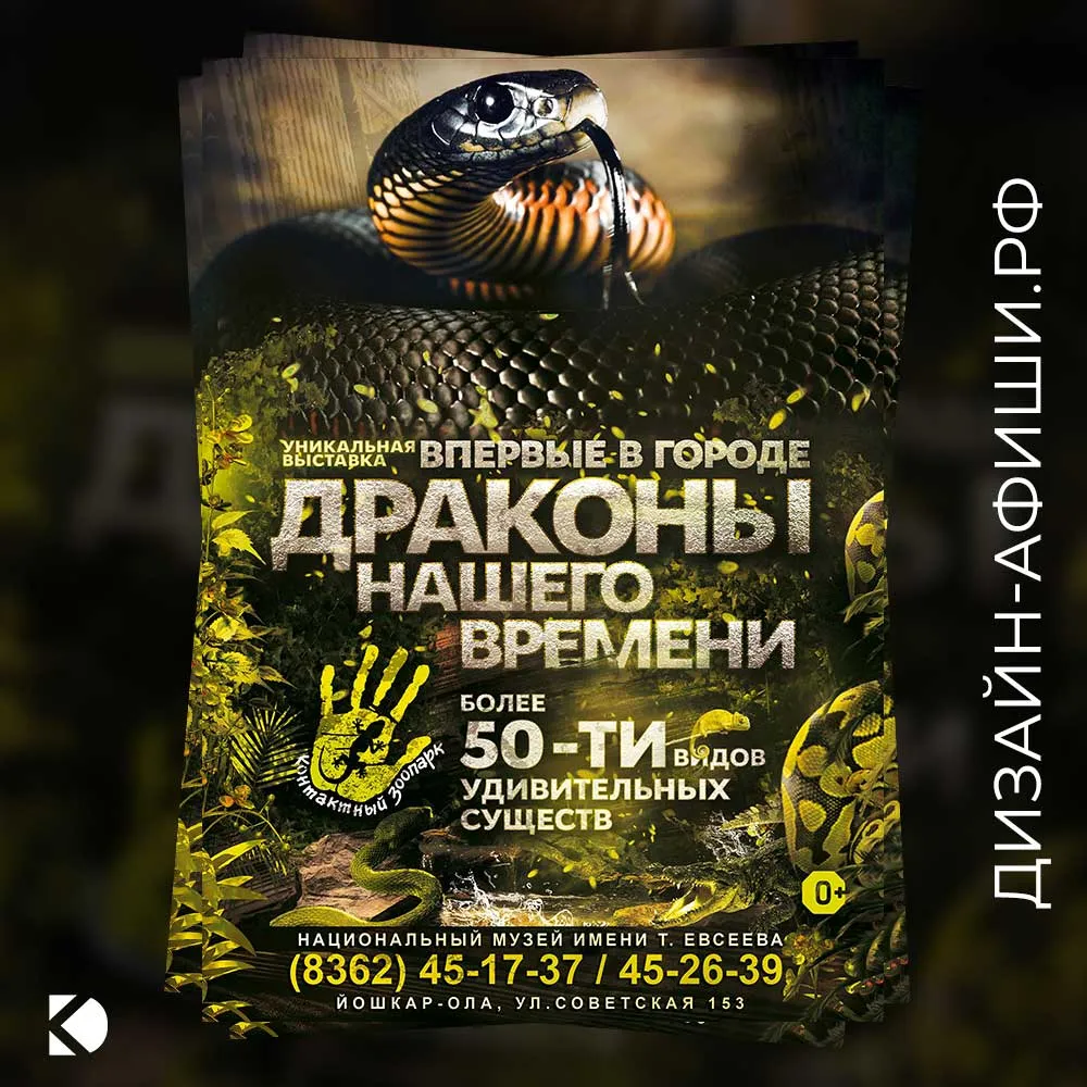 Дизайн афиши: Выставка «Драконы нашего времени»